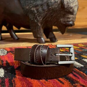 Beaded Genuine Leather Brown Belt Women's Western Boho Classic
